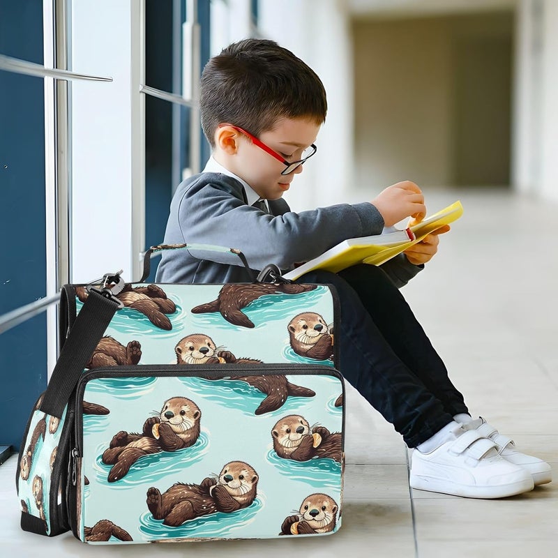 KEEPREAL Cute Sea Otters Zipper Binder for School with Shoulder Strap & Extra Pockets - 1.5 Inch 3-Ring Binder Holds 500+ Sheets, Textbooks, Laptop - Image 2